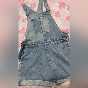 Girls size 14 two-toned denim overall shorts